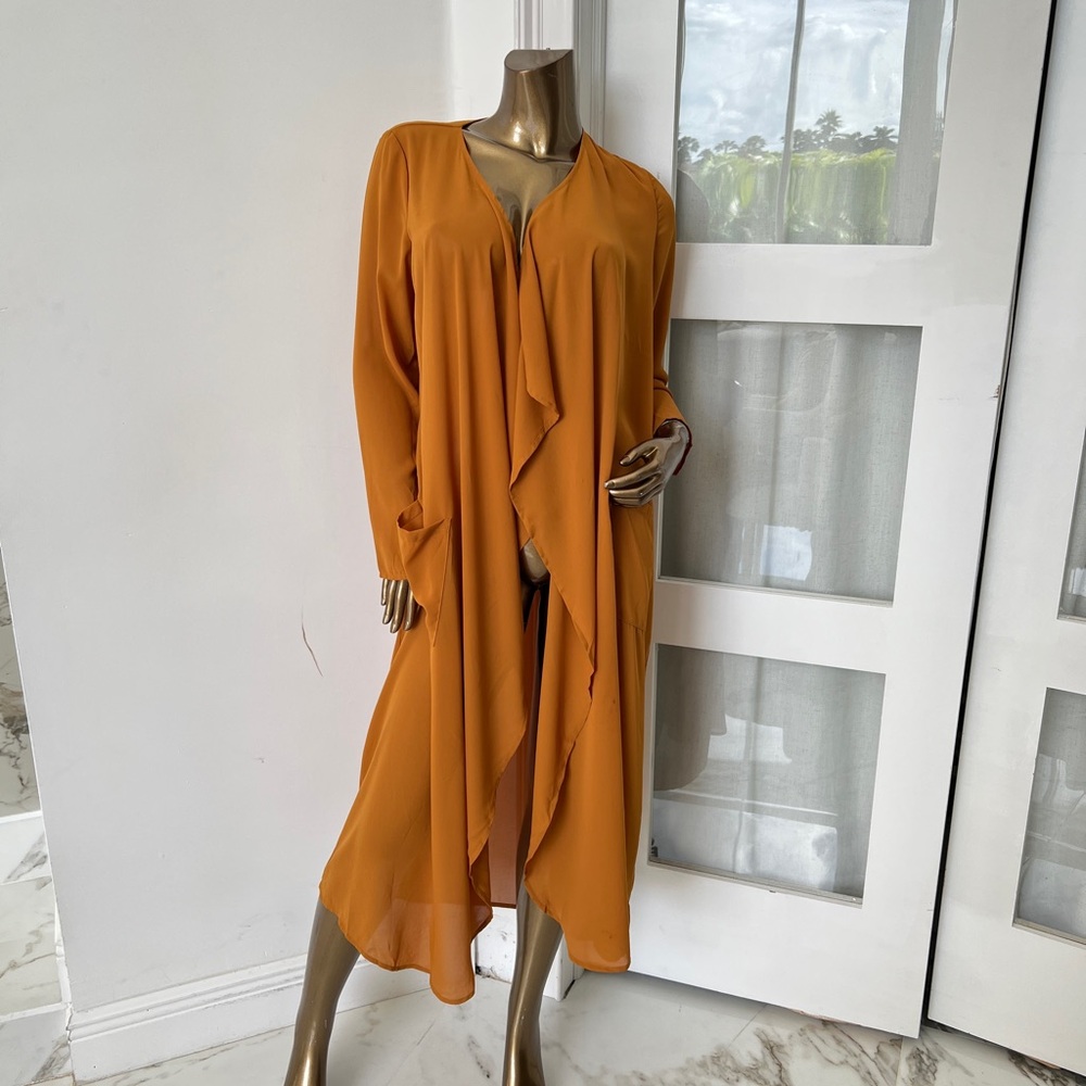 Brand New Forever 21 Vibrant Orange Long Sleeve Dress